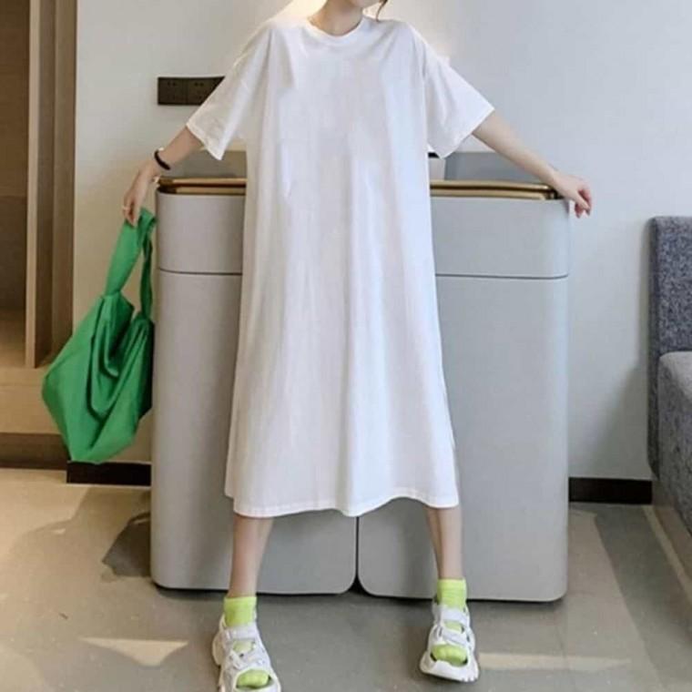 루즈핏 여성 반팔 원피스 데일리 여성 오버핏 원피스 빅사이즈 여름원피스 옆트임원피스