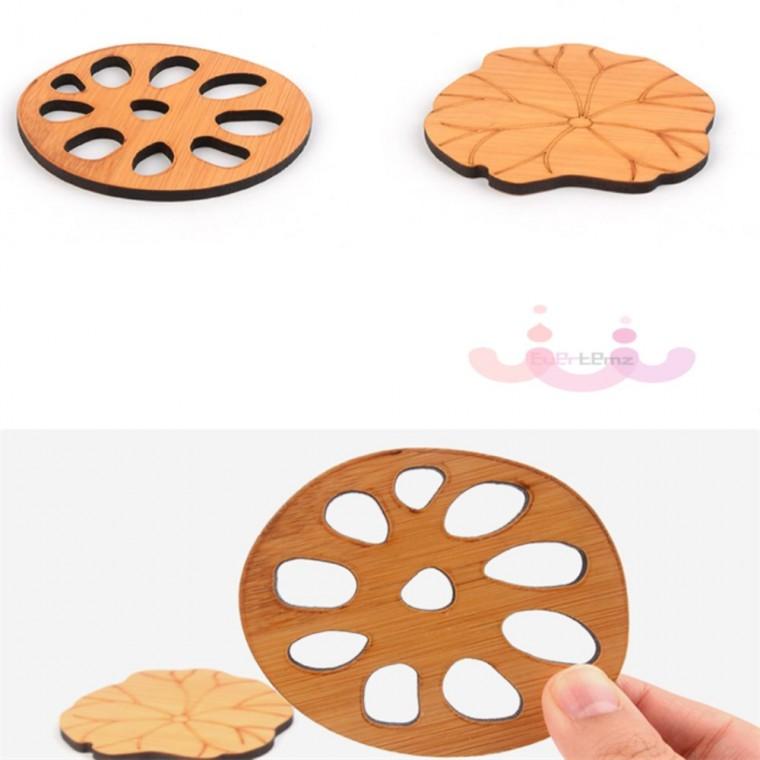 우드 나무 연근 티코스터 1P 차쟁반 찻잔받침 한국전통