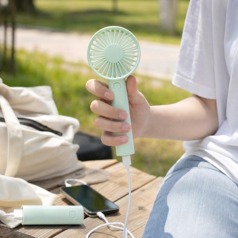 보조배터리 겸용 분리형 휴대용 미니선풍기 3단 풍량 저소음 4엽날개