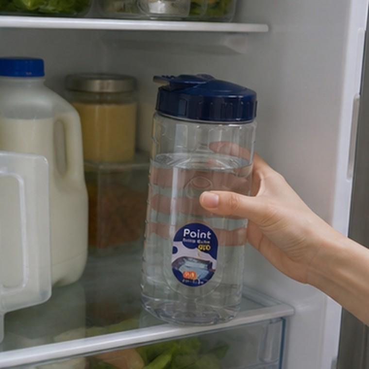 투명 원형 PET 물병 800ml 플립뚜껑 냉장고 주방 물 보관용