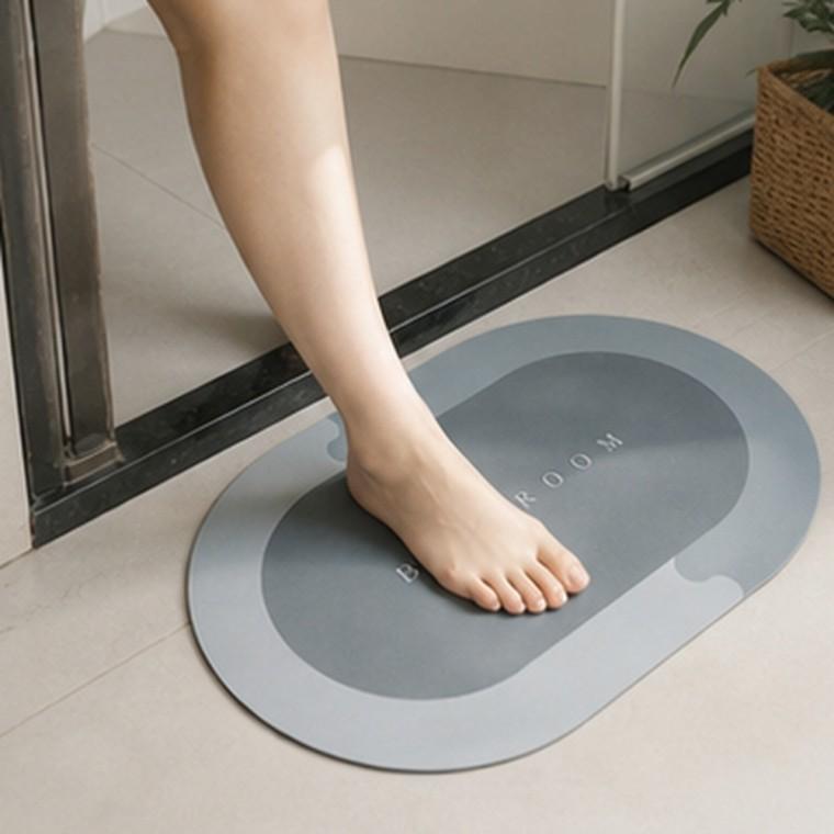 규조토 욕실 발매트 미끄럼방지 흡수 빠른 건조 그레이 W58 7xH40cm