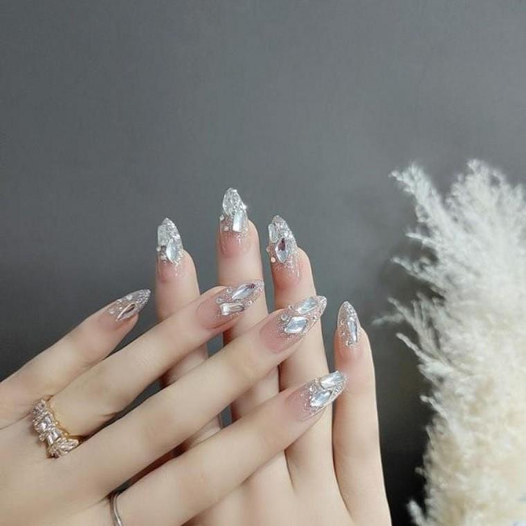 다이아 셀프 네일 아트 세트 24 pcs 웨딩 젤 디자인 젤네일 스티커 붙이는 여름네일
