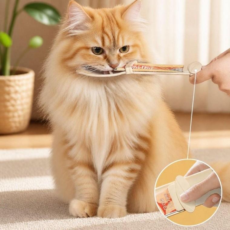 고양이 츄르 컴팩트 짜개 스푼 펫 간식 급여 도구 HM-1008066