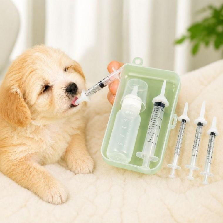 강아지 고양이 실용 수유 세트 반려동물 젖병 급여 주사기 50cc