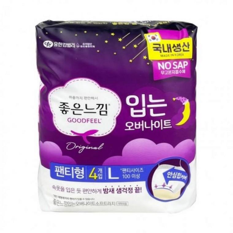 좋은느낌 입는 오버나이트 라지 L 4개입 생리대 - D