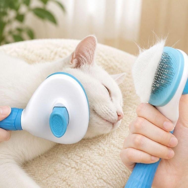 강아지 고양이 탄탄한 셀프 클리닝 빗 반려동물 슬리커 브러쉬