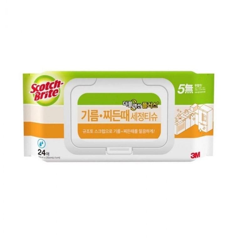 3M 기름/찌든때 선명한 세정티슈 더블액션 플러스 24매 / 16x20cm (1개입)