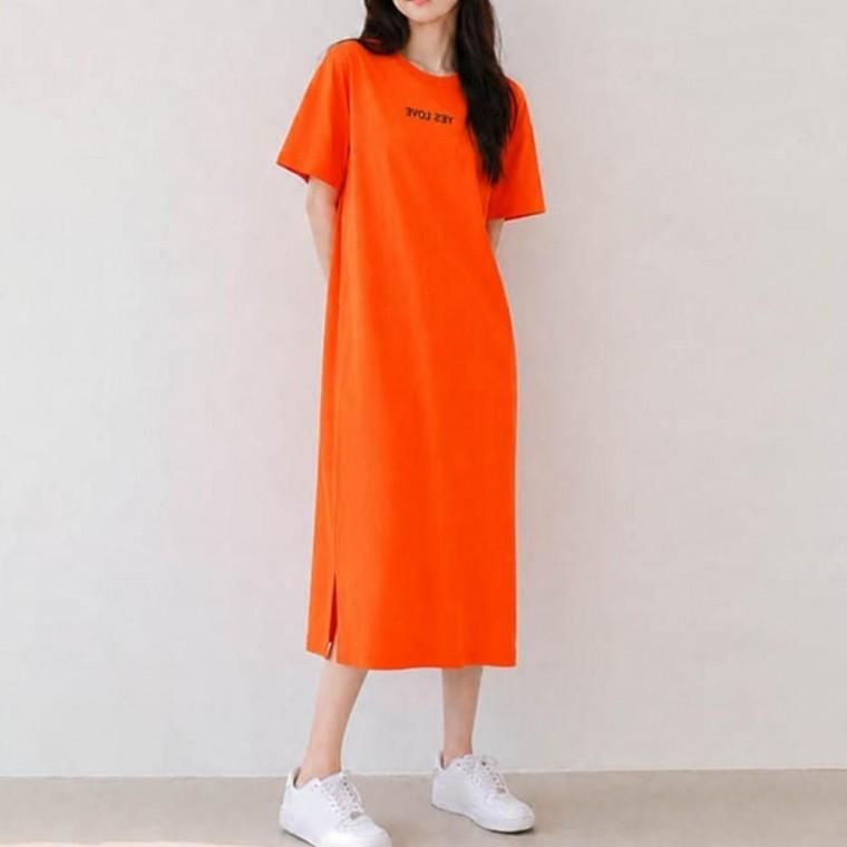 여성 YES 여성원피스 LOVE 레터링 스트릿 캐주얼 심플 모던 일상 원피스