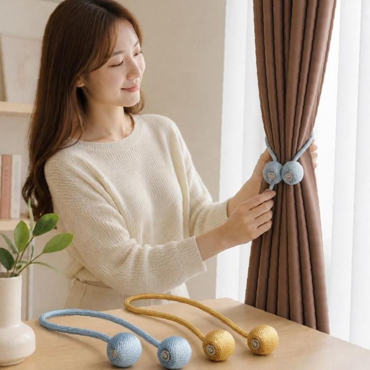 자석 커튼홀더 마그네틱 커텐 집게 고정끈 묶음 클립