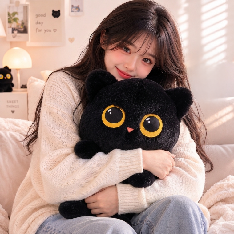 왕눈이 고양이 털인형 대형 65cm 쿠션 애착인형 굿즈