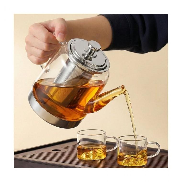 루미나D 유리 주전자 인덕션 직화 겸용 스텐차망 티팟 1500ml