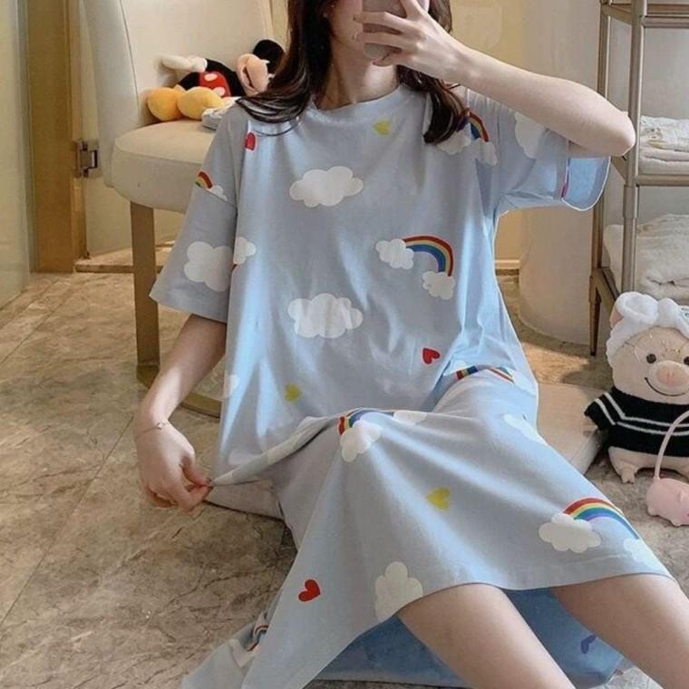 여성 면 롱원피스 반팔 잠옷 4종