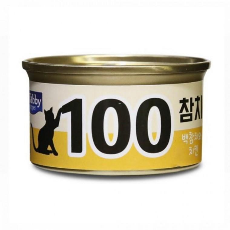 EAS 테비 고양이캔 100참치 백참치와 치킨 80g x 24개 1박스 간식캔 고양이 통조림
