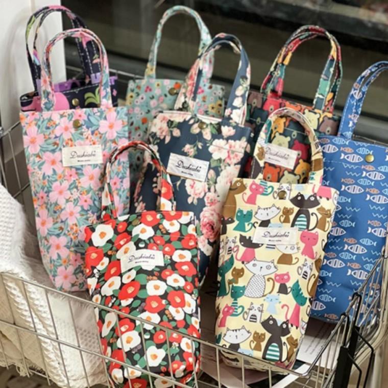 나무무늬 보냉가방 접이식 도시락가방 캠핑용