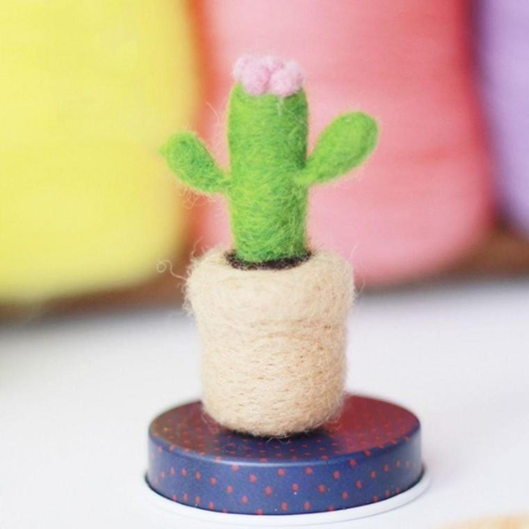 양모 펠트 DIY 세트 4개입 선인장 다육이 만들기 키트 공예 식물 인형 핸드 메이드