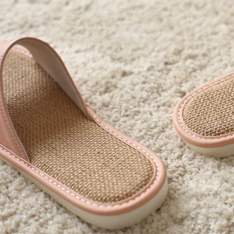 사계절 린넨 가죽 슬리퍼 실내화 커플 남성 여성 거실화 편한 여름 패션 호텔 가정용