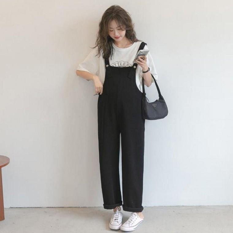 캐주얼 임산부 멜빵 바지 와이드 팬츠 임부복 패션 여름 임산부복 편안한 루즈핏 캐주얼임