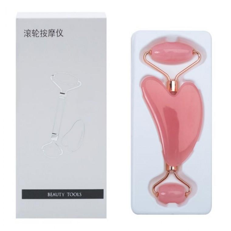 핑크 페이스롤러 하트괄사 피부관리기 마사지롤러