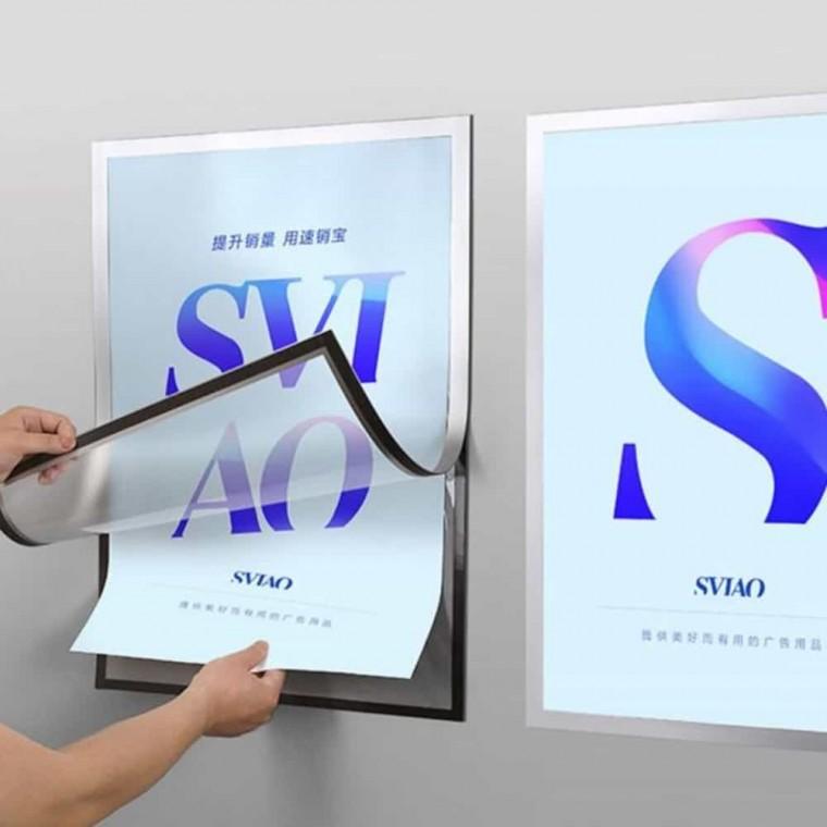 아크릴 자석액자 실버 부착식 A4 무타공액자 벽걸이액자 포스터프레임 A4액자