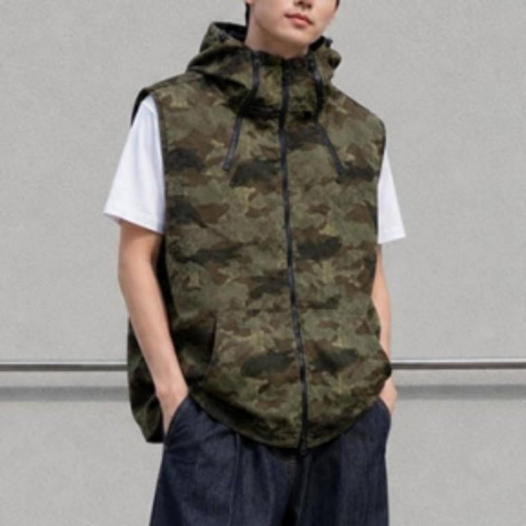 집업 카모 남성 밀리터리 아웃도어 조끼 데일리 후드