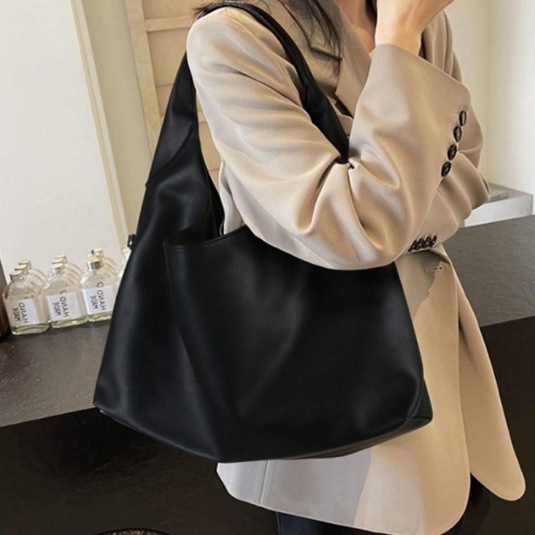 여성 베이직 여성가방 블랙 지퍼클로저 핸드백