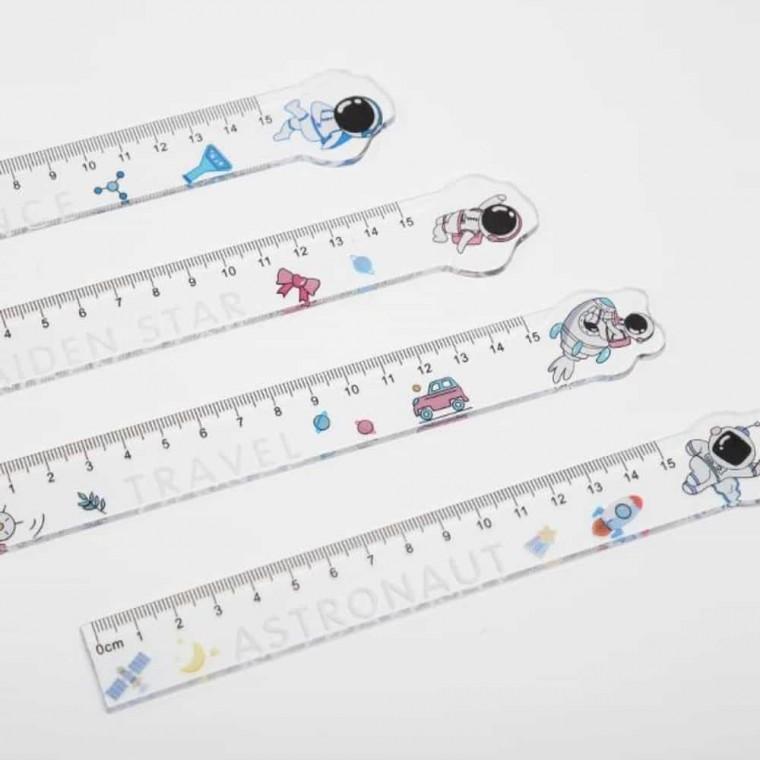 우주비행사 투명자 15cm 사무용자 직선자 문구자 직자