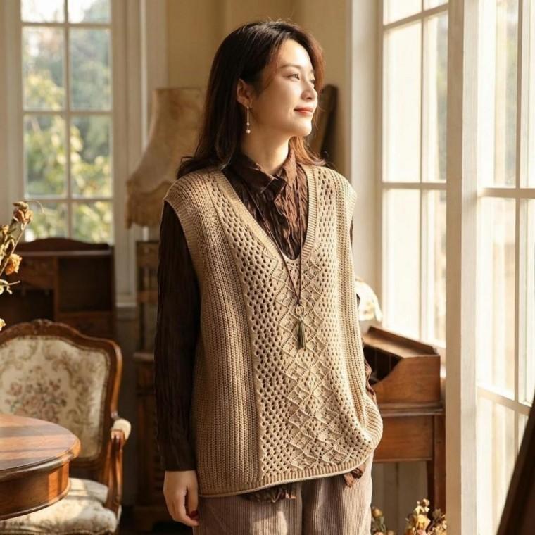 여성니트조끼 빅사이즈 오버핏 상의 여자 가디건