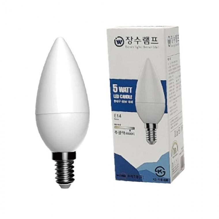 장수 LED 불투명 촛대전구 E14 주광색 형광등