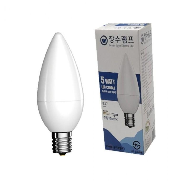 장수 LED 불투명 촛대전구 E17 주광색 형광등