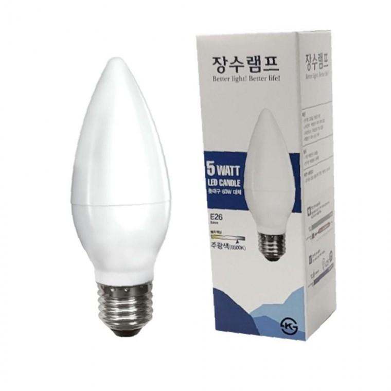 장수 LED 불투명 촛대전구 E26 주광색 형광등