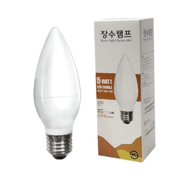 장수 LED 불투명 촛대전구 E26 전구색 백열등