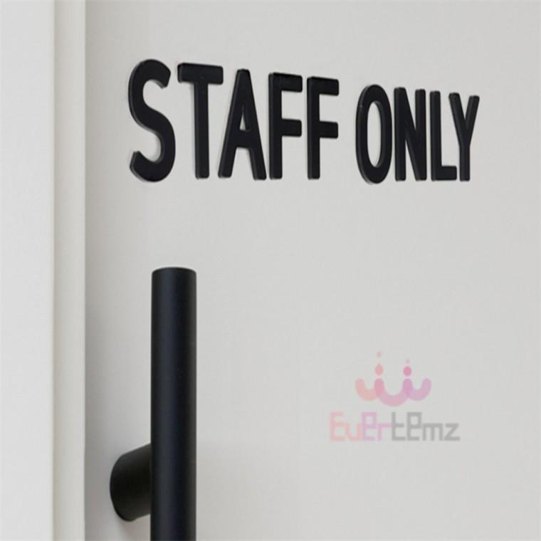 STAFF ONLY 입체사인 부착식 블랙 사무실팻말 표지판 직원외출입금지