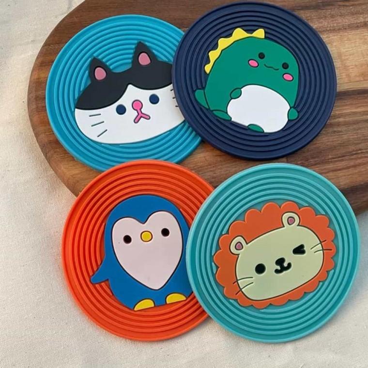 캐릭터 실리콘 컵받침 4종 위스키코스터 컵받침대 컵코스터 커피코스터