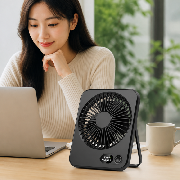 휴대용 데스크 무선 扇風機 180도 각도조절 배터리표시