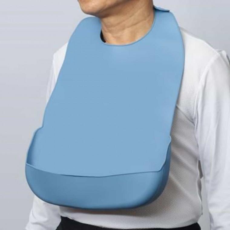 성인 실리콘 턱받이 블루 대 식당턱받이 환자용턱받이 어르신턱받이 노인턱받이