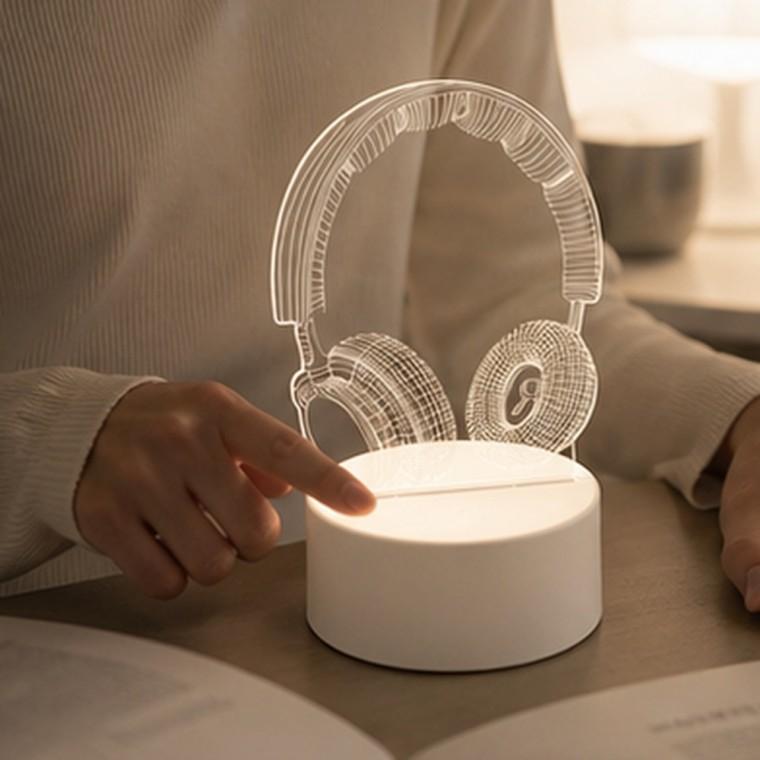 아크릴 헤드셋 3D 착시 터치 7컬러 LED 무드등 침실 취침등