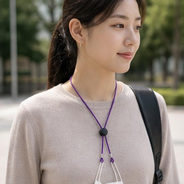 마스크스트랩 길이조절 분실방지 고리형 퍼플 마스크목걸이 64cm