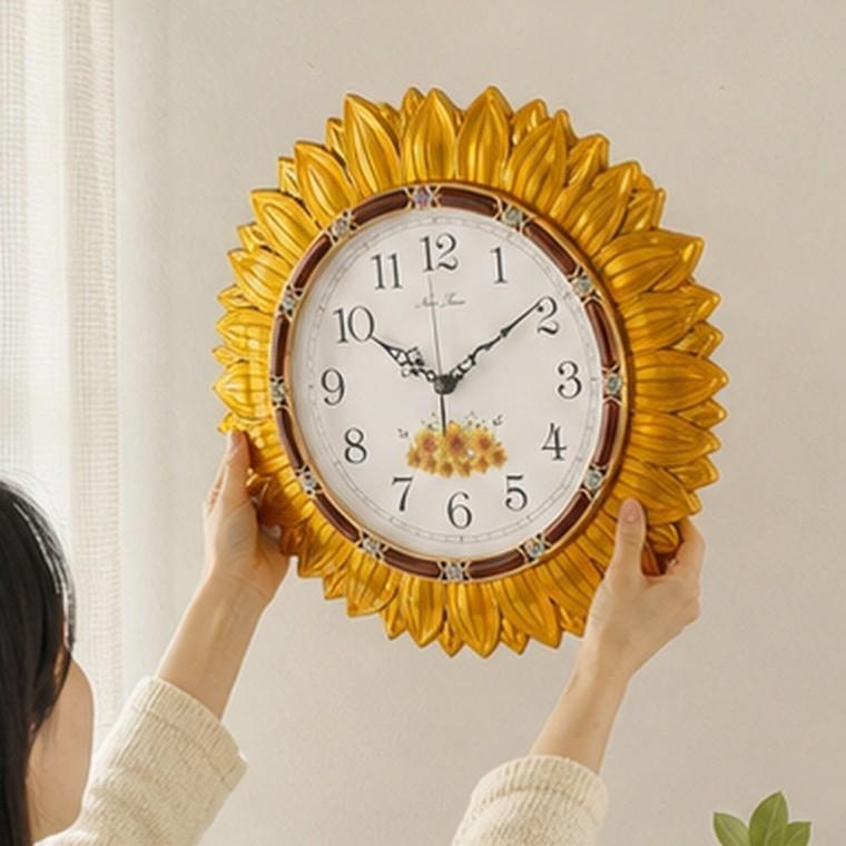 해바라기 골드 장식 인테리어 벽시계 40cm 거실 주방 공간포인트