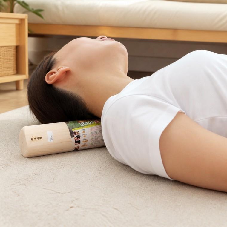 편백나무 경침 목베개 목받침 마사지 휴식용 침실 가정용 약 가로40세로11높이6cm