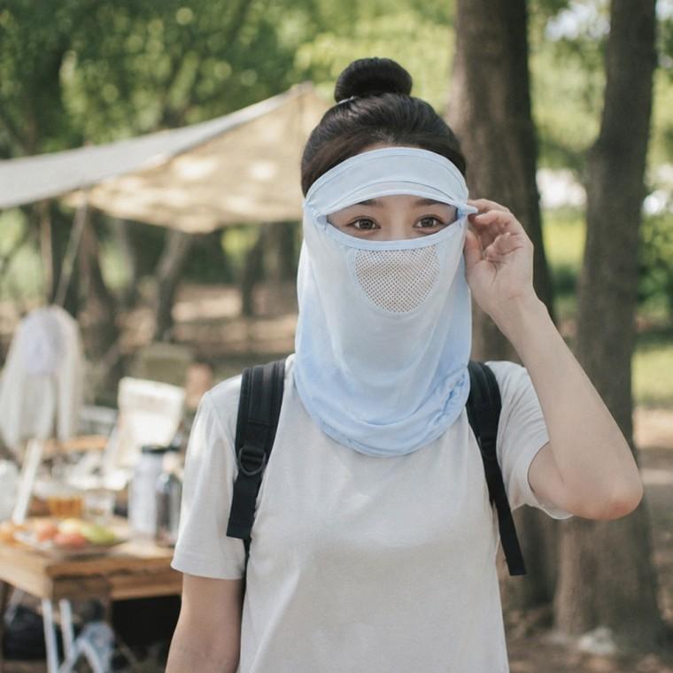 성인 여성용 일체형 썬캡 넥워머 자외선차단 얼굴 목 보호 야외활동용