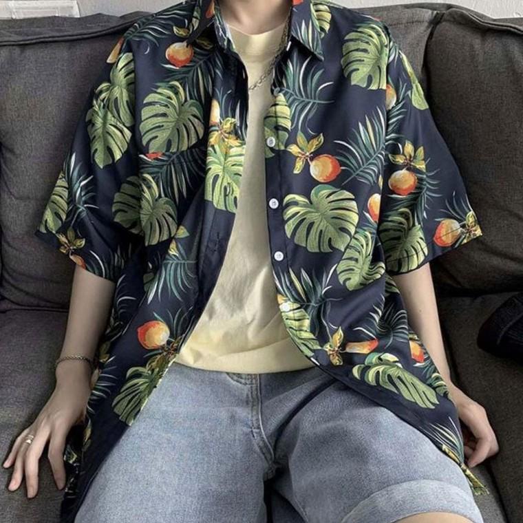 남성 하아이안 남성셔츠 야자수 반팔 셔츠 여름 휴양지 바캉스룩