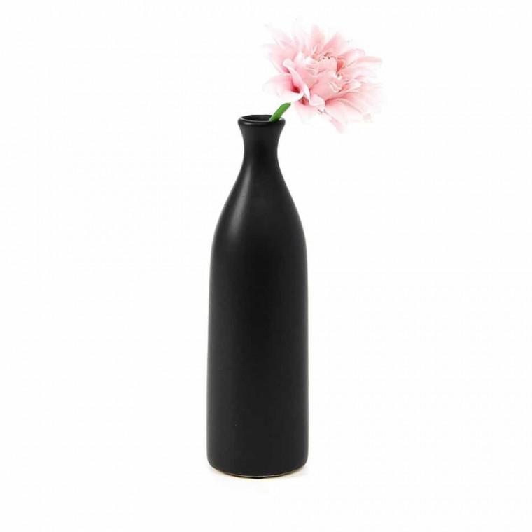 꽃꽂이 조화 오브제 인테리어 꽃병 블랙 도자기 화병 26cm 한송이 원형 인테리어도자기화병 꽃화병 블랙꽃
