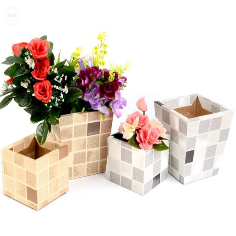 체크 인테리어 조화 화분