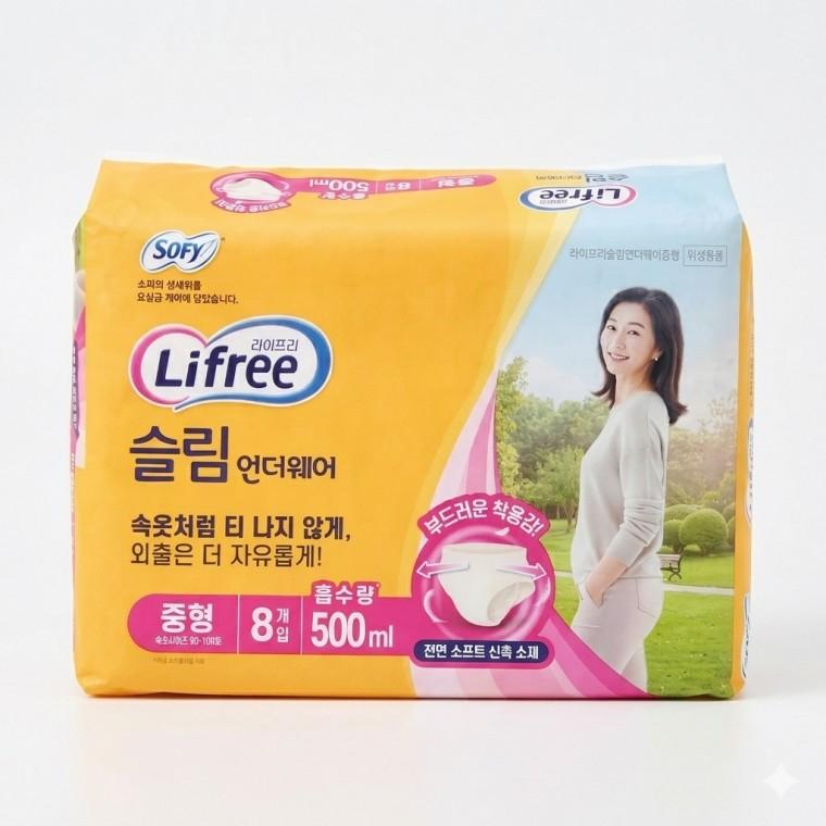부드러운 착용감 쏘피 슬림언더웨어 중형 8개입