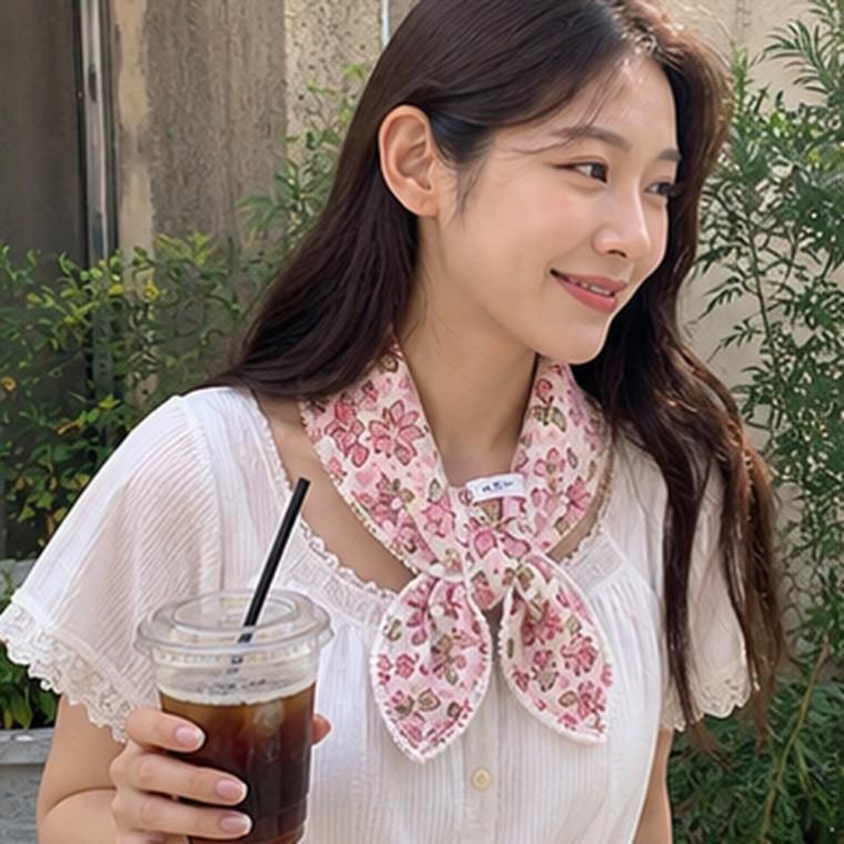 여름 데일리 사각손수건 코튼 목스카프 플라워패턴 70cm x 70cm