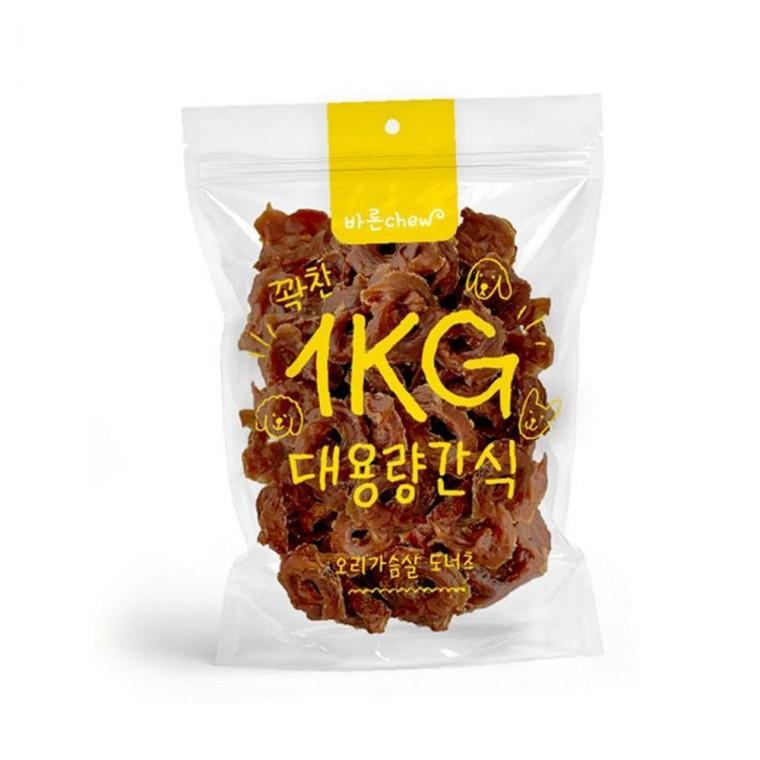 바른츄 오리 가슴살 도너츠 1kg 강아지 대용량 가성비 간식