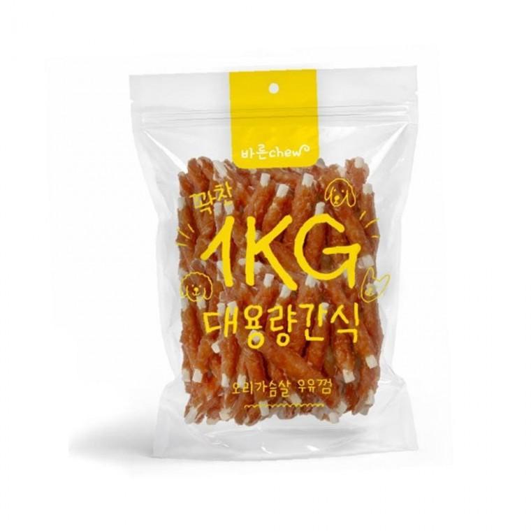 바른츄 오리 가슴살 우유껌 1kg 강아지 대용량 가성비 간식