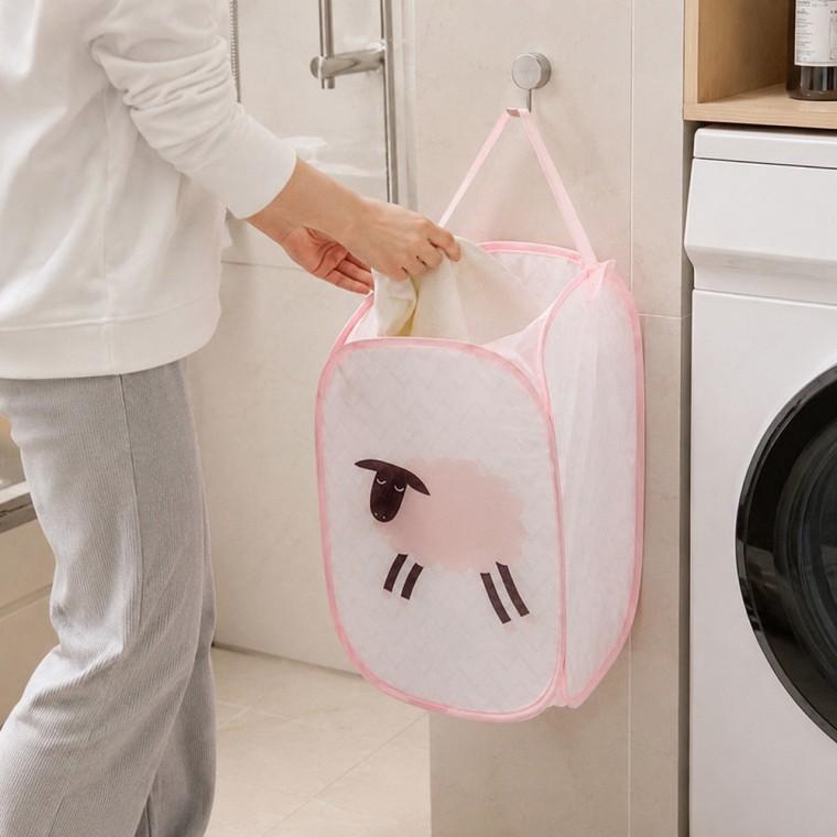 접이식 메쉬 빨래바구니 50cm x 30cm 세탁실 분리수납 정리