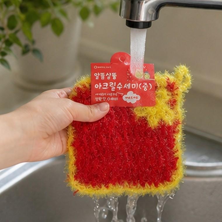 아크릴 사각 수세미 물로만 세척 주방 설거지 싱크대 오염제거용
