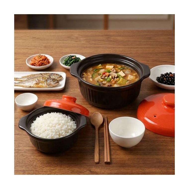 루미나D 도자기 오래쓰는 내열 냄비 계란찜 된장 뚝배기 찌개솥 투톤컬러 3size